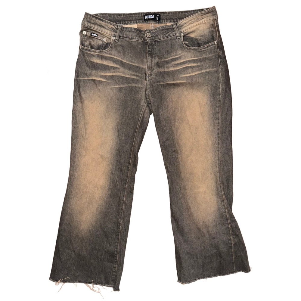 Minga London Raw Hem Acid Wash‎ Distressed Jeans Grunge Indie Sleaze Y2K